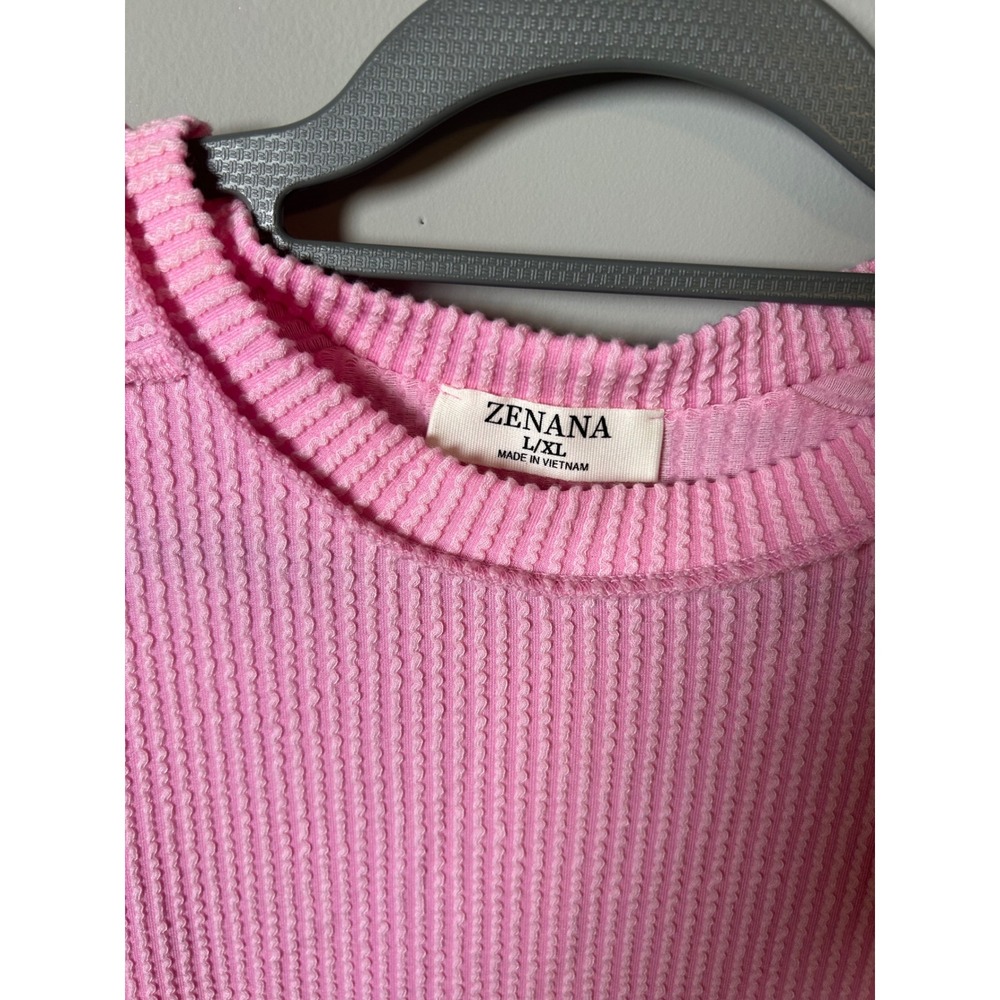 Zenana Pink Waffle Knit Oversized Thermal Top RTL-8452A L/XL - Picture 5 of 6